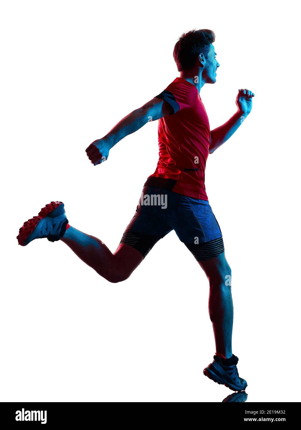 Trail Cross Country Runner Running Man Silhouette Shadow Isolated White  Background Stock Photo - Image of white, shadow: 206505740