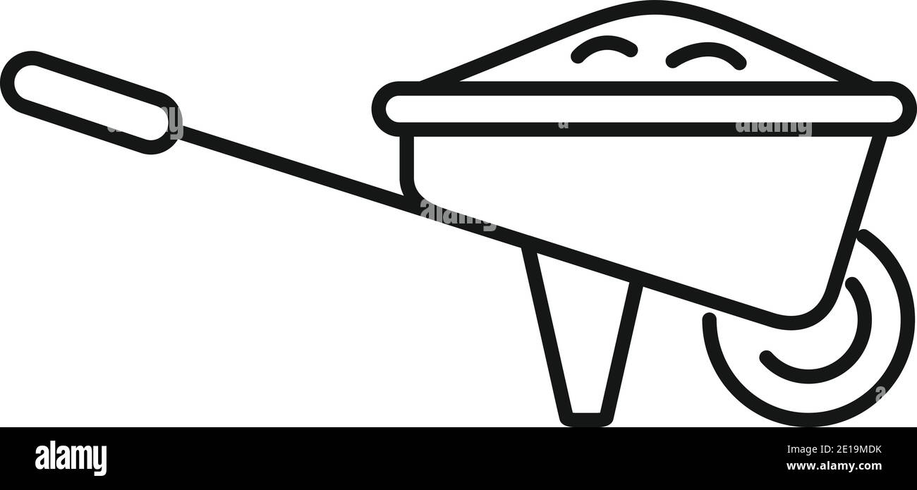 Ground wheelbarrow icon, outline style Stock Vector