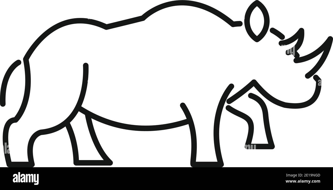 Rhino wild icon, outline style Stock Vector