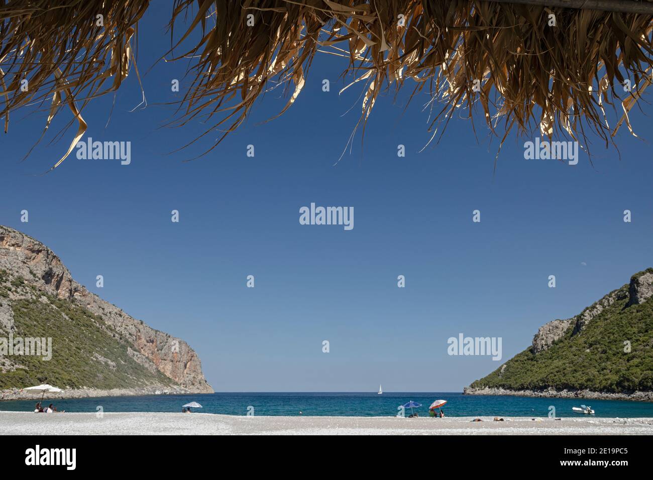 Vlychada beach, Peloponnese region, Greece on July 28, 2020. Stock Photo