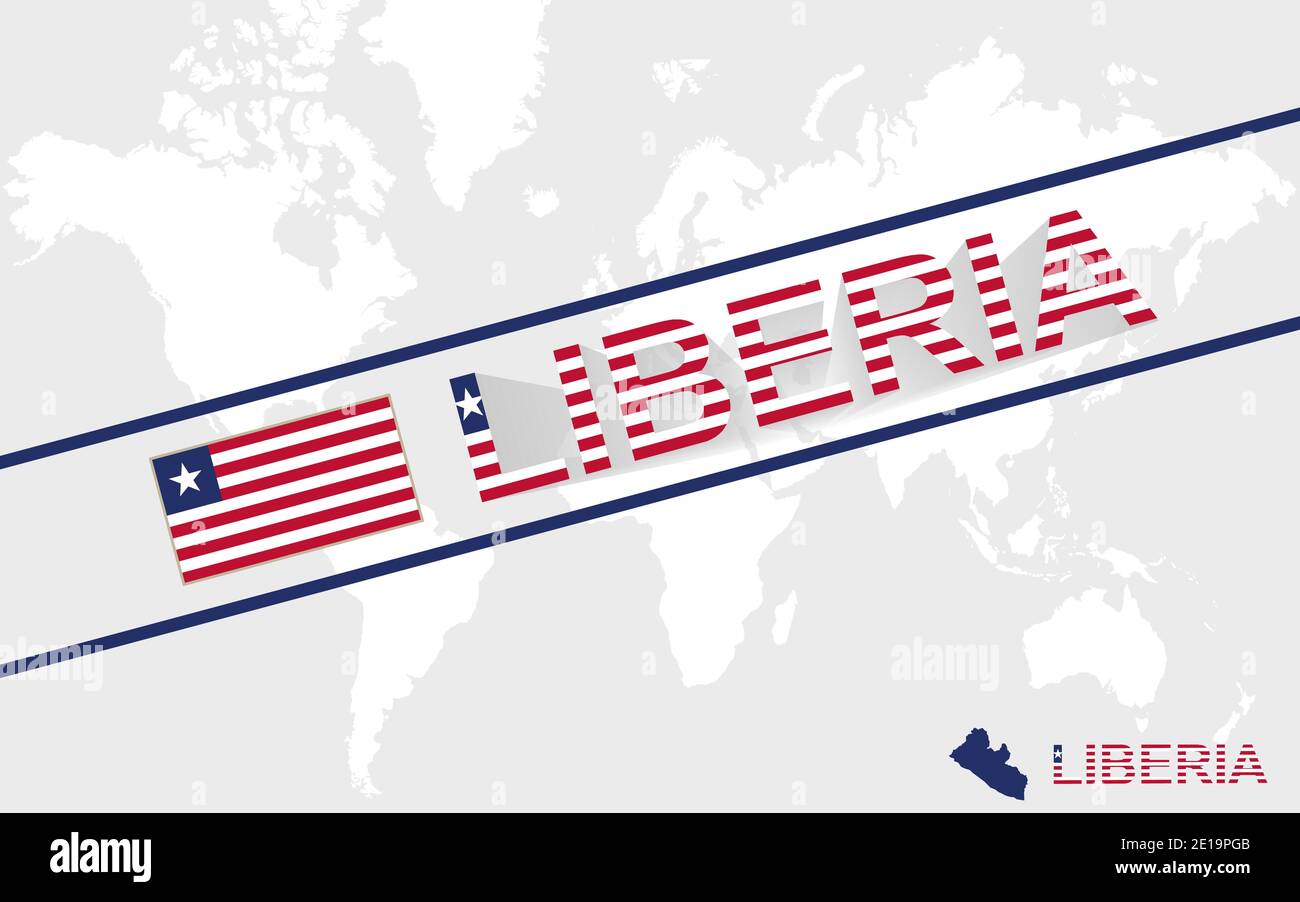 Liberia map flag and text illustration, on world map Stock Vector Image ...