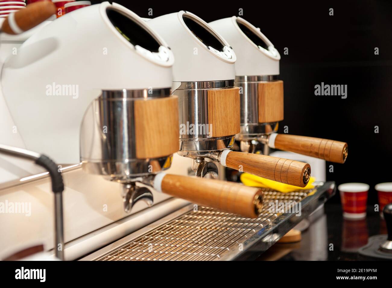 Professional industrial coffee machine in a bar Stock Photo Alamy
