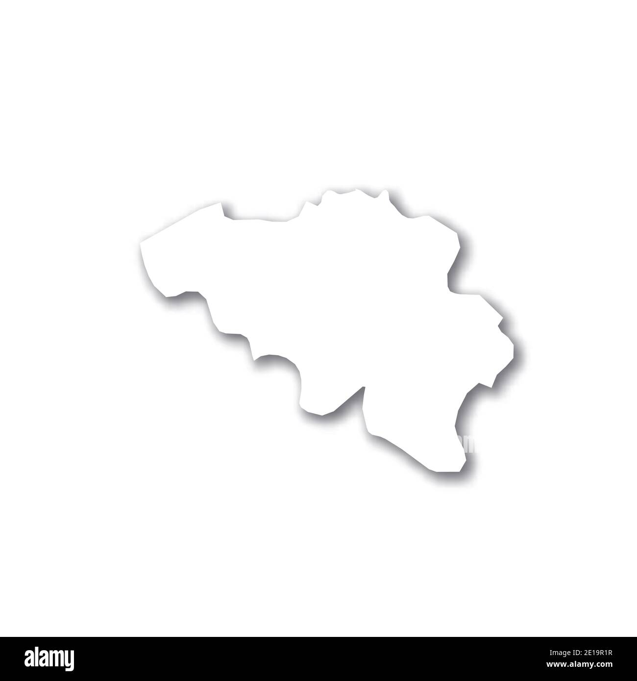 Belgium - white 3D silhouette map of country area with dropped shadow ...