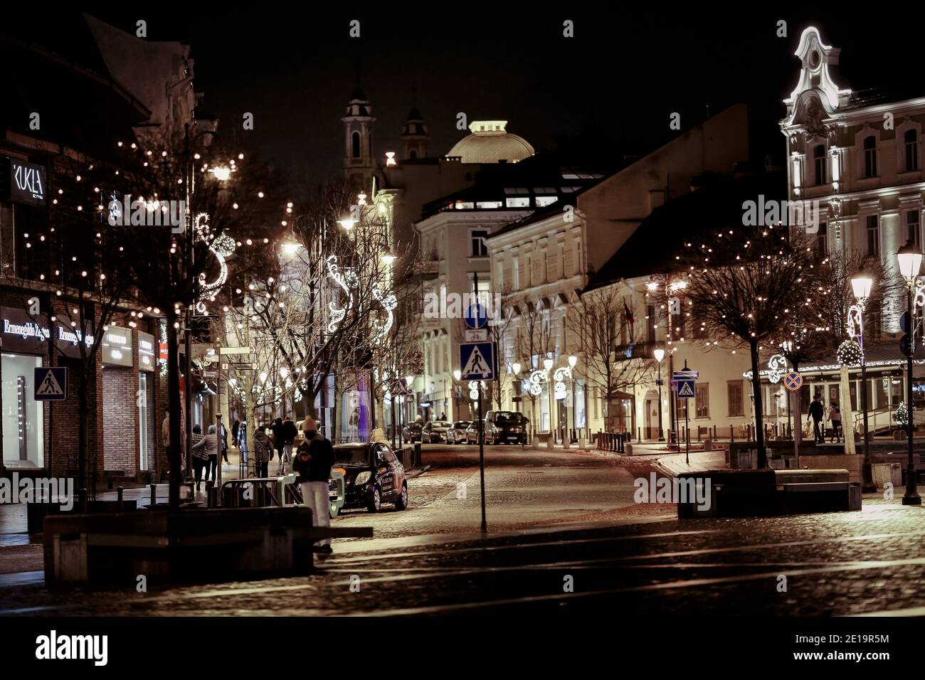 Vilnius Old Town in Christmas Time Stock Photo