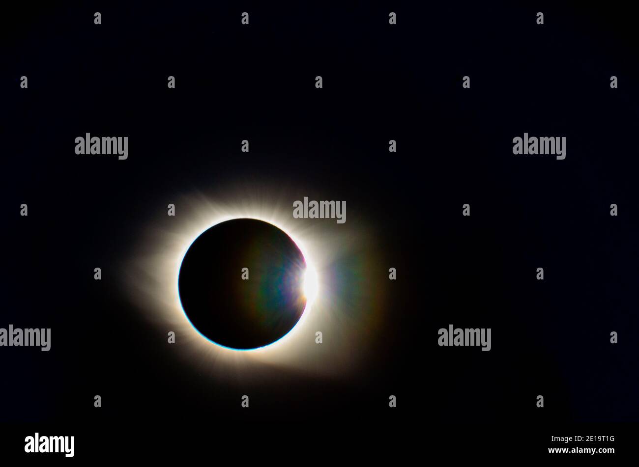 August 2017 Total Solar Eclipse from Easley, SC, showing the diamond ring effect. Stock Photo