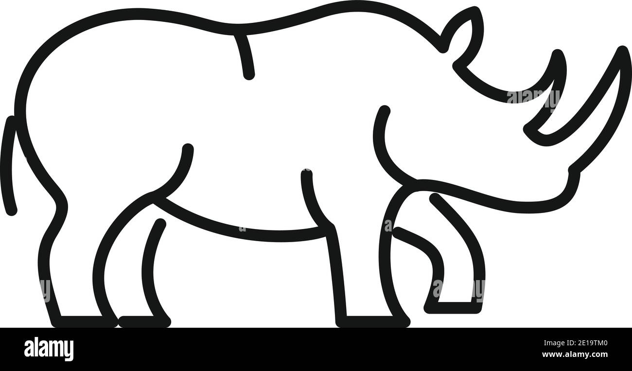 Rhino icon, outline style Stock Vector