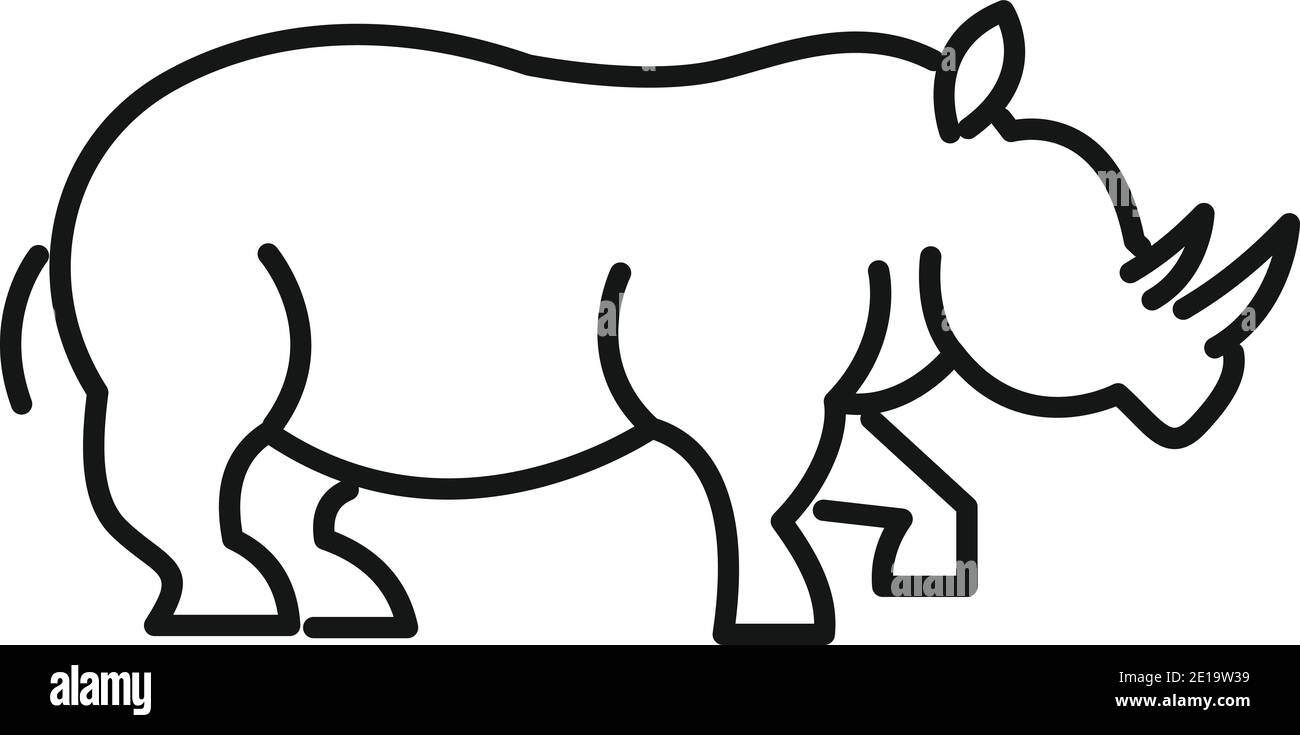 Rhino power icon, outline style Stock Vector