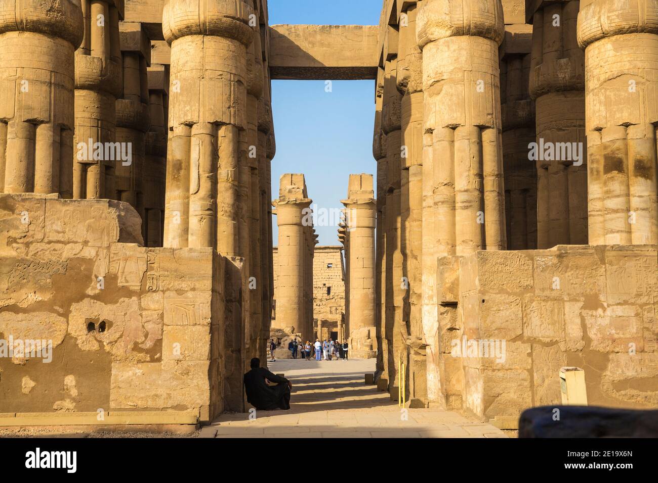 Egypt, Luxor, Luxor Temple, the Great colonnade of Amenophis 11 Stock Photo