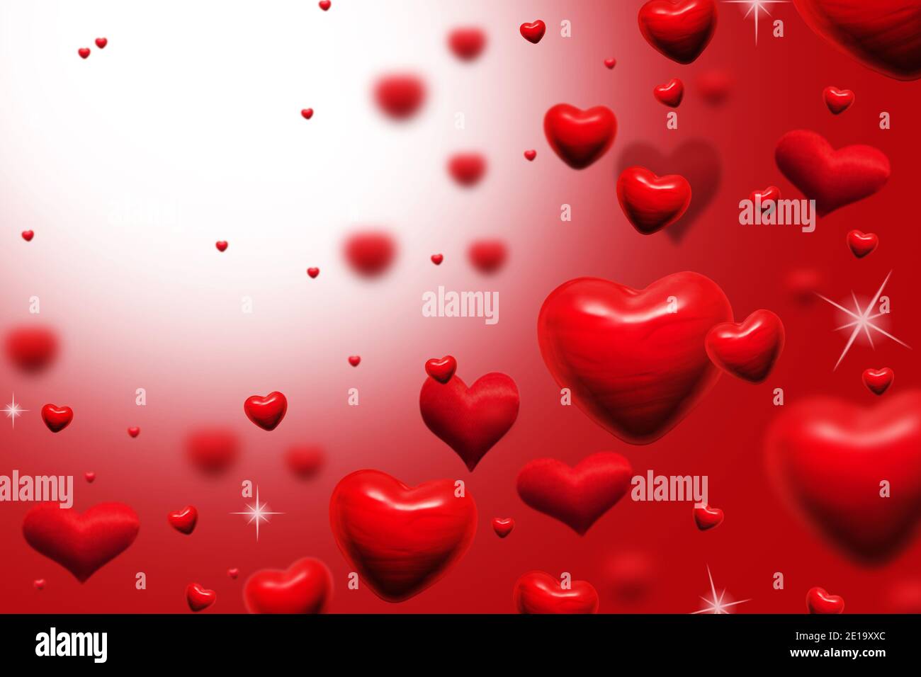 red hearts abstract background for valentines day greeting card Stock Photo