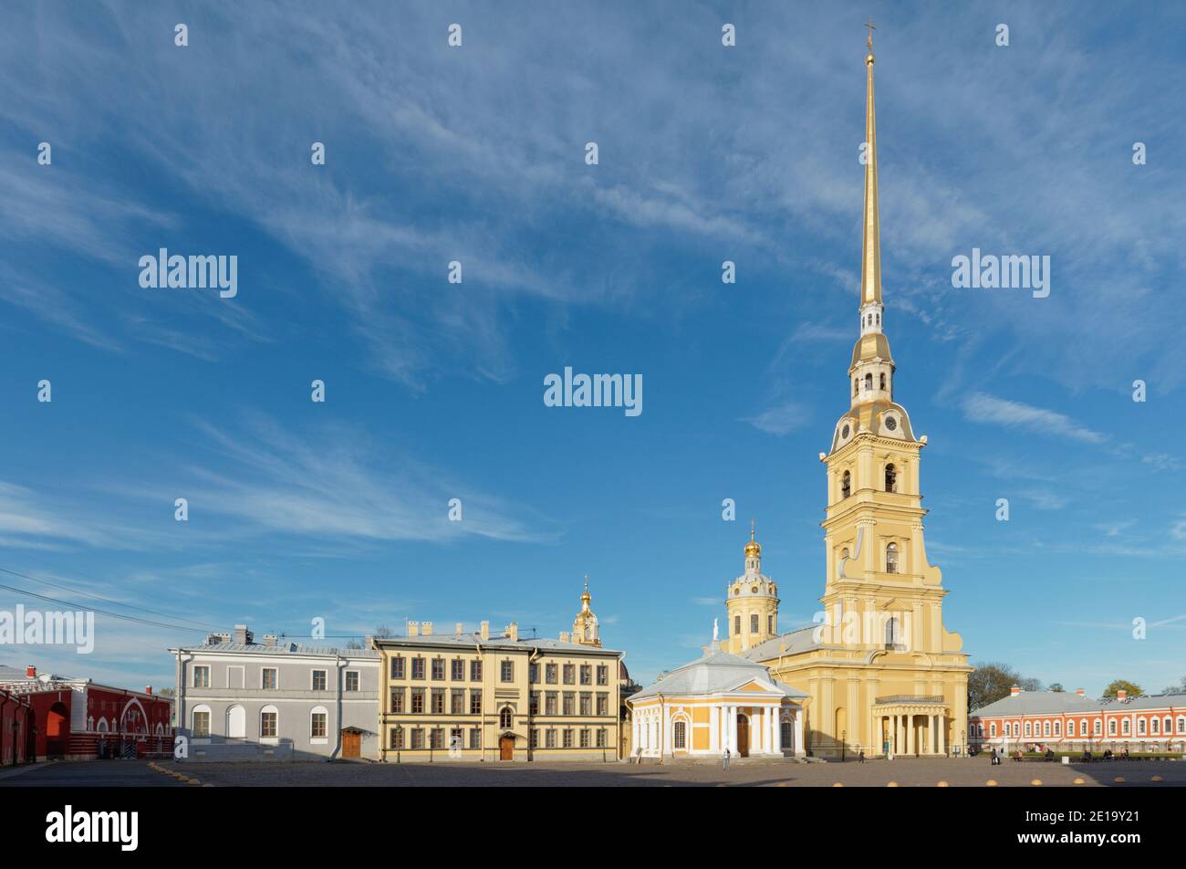 St. Peter and Paul Cathedral on Zayachy island in St. Petersburg, Russia. Built in 1712-1733, it is the first and oldest landmark in St. Petersburg Stock Photo