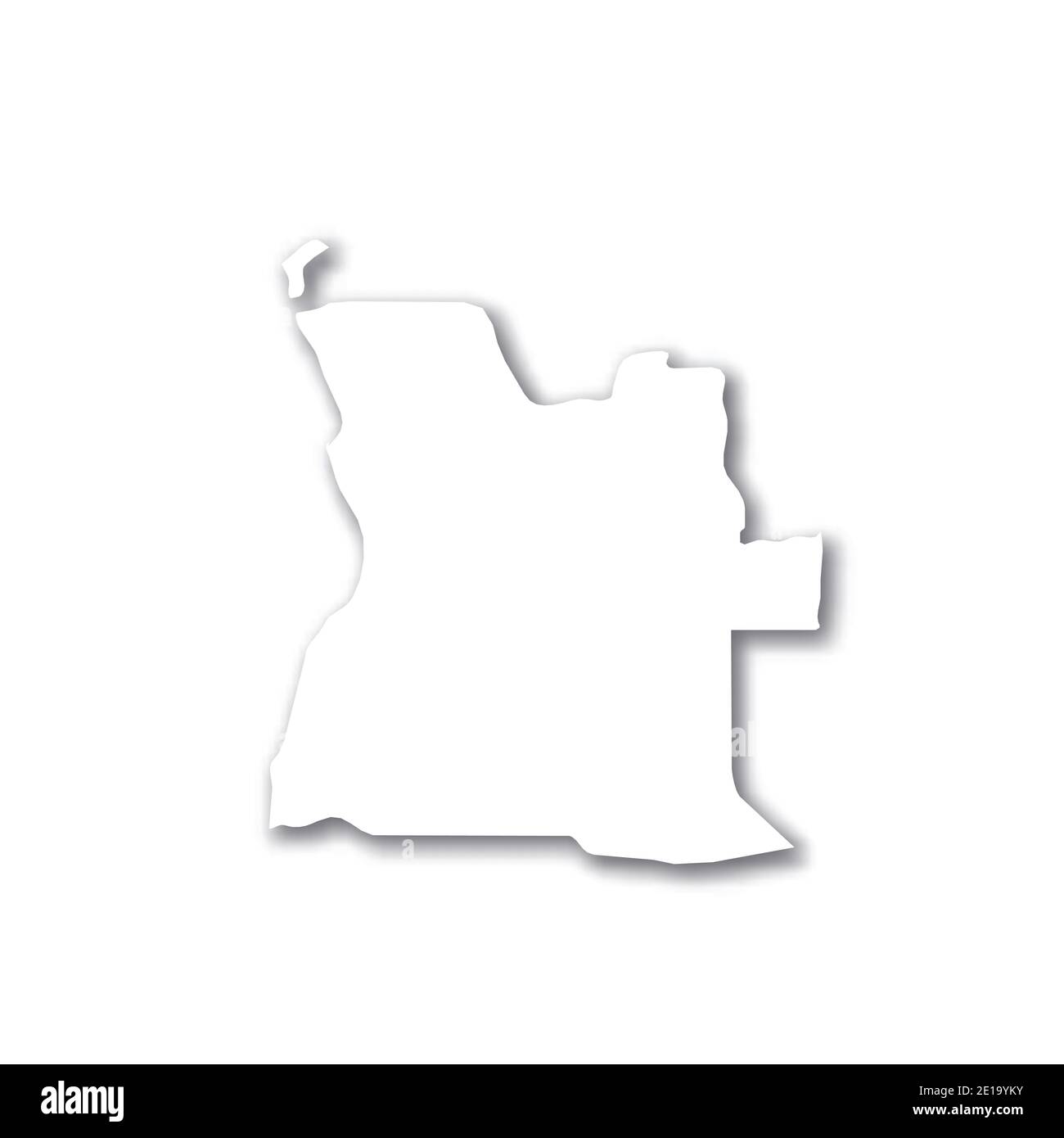 Angola - white 3D silhouette map of country area with dropped shadow on ...