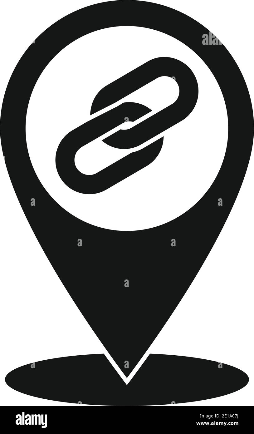Backlink strategy pin map icon, simple style Stock Vector