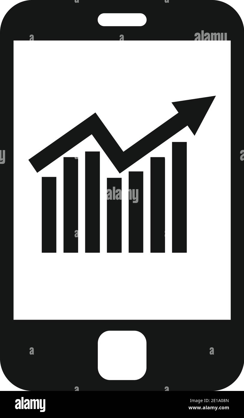 Backlink strategy phone graph icon, simple style Stock Vector