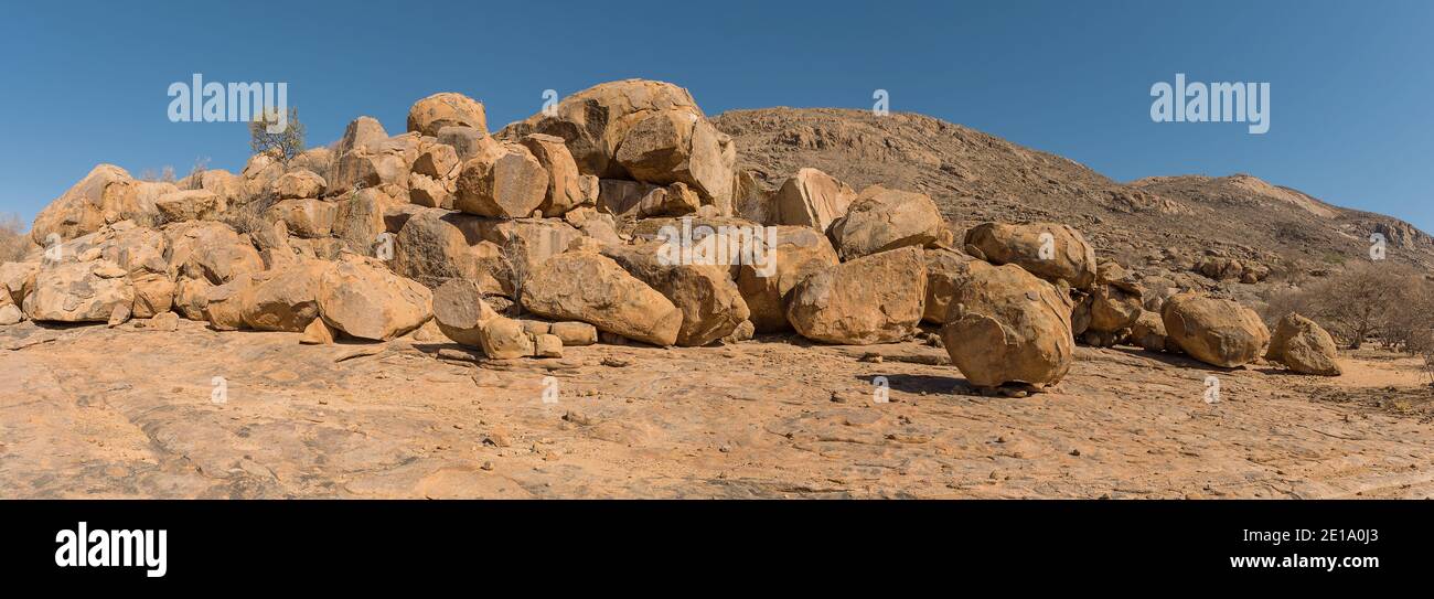 massive granite rock formation in the Erongo Mountains, Namibia Stock Photo