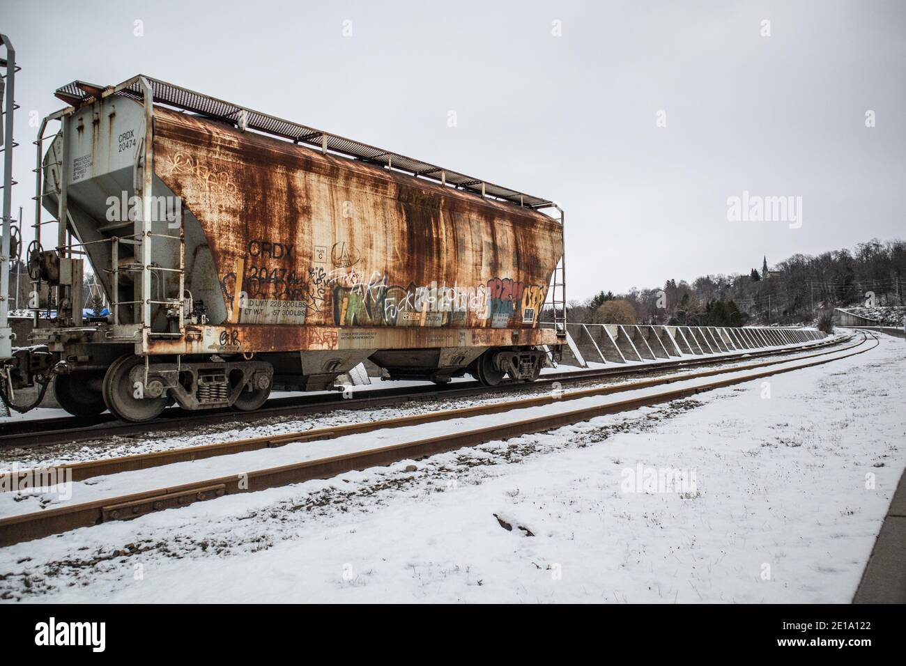 A freight wagon, winter, Canada. Stock Photo
