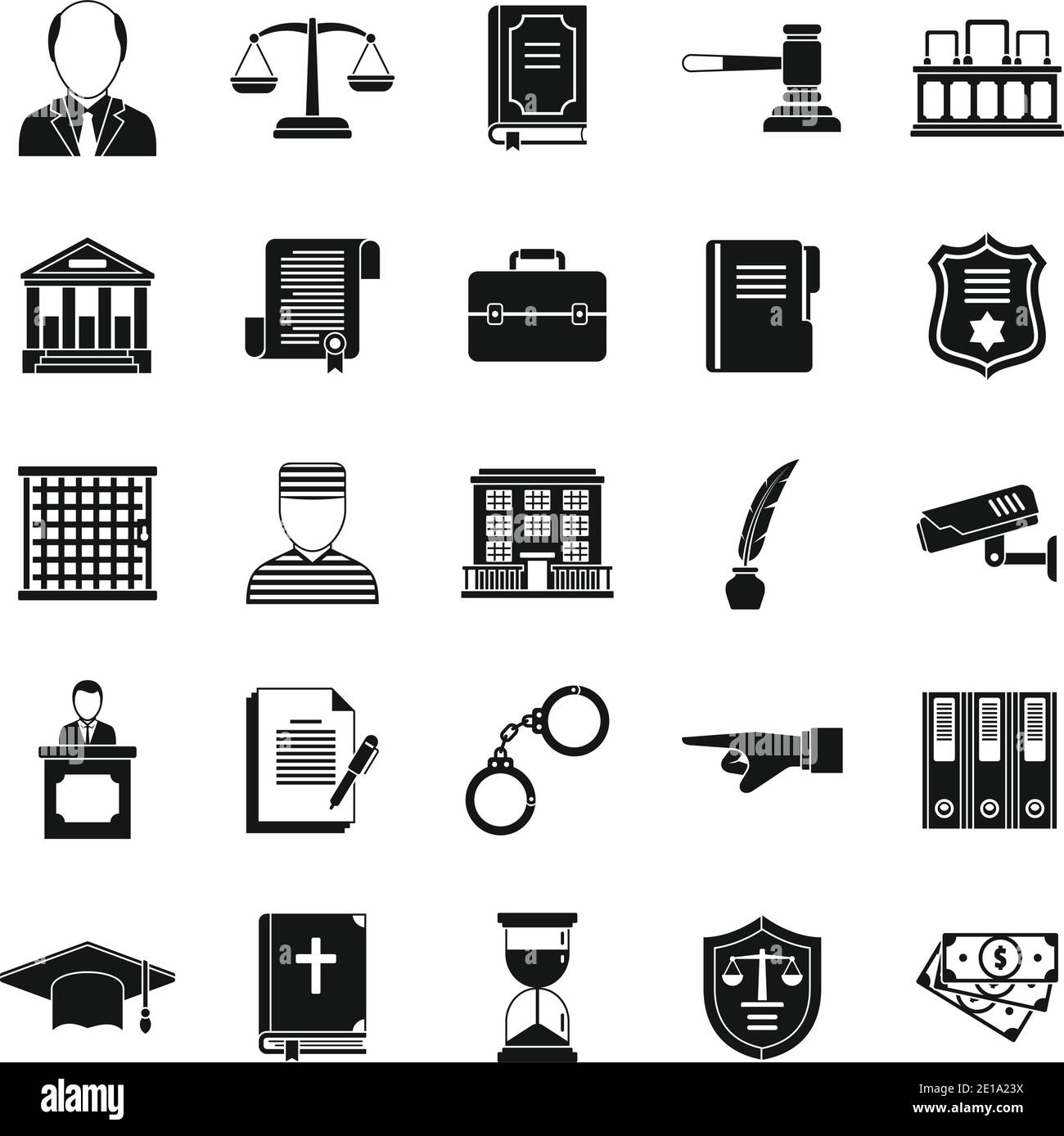 Prosecutor legislative icons set, simple style Stock Vector