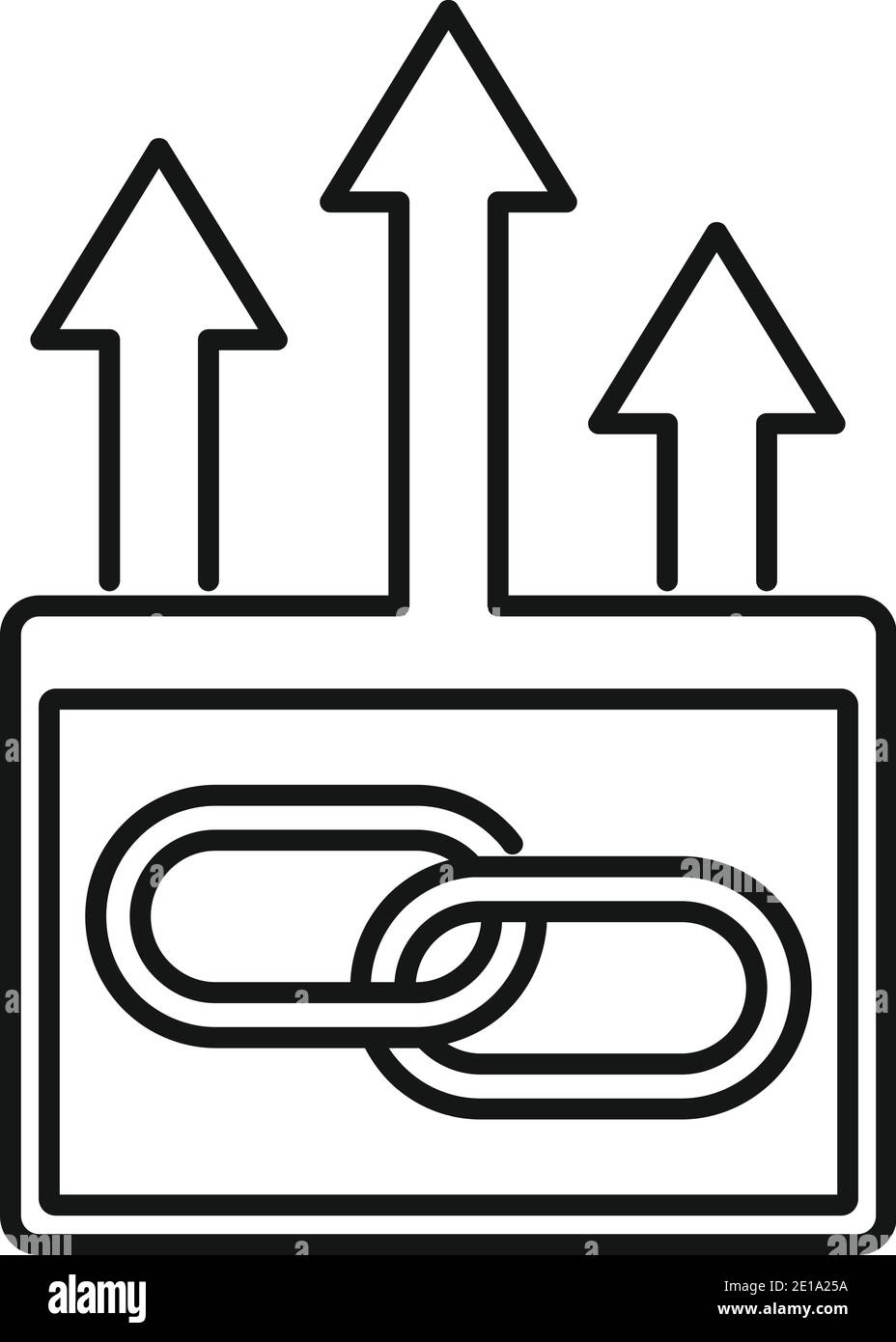Upload backlink strategy icon, outline style Stock Vector