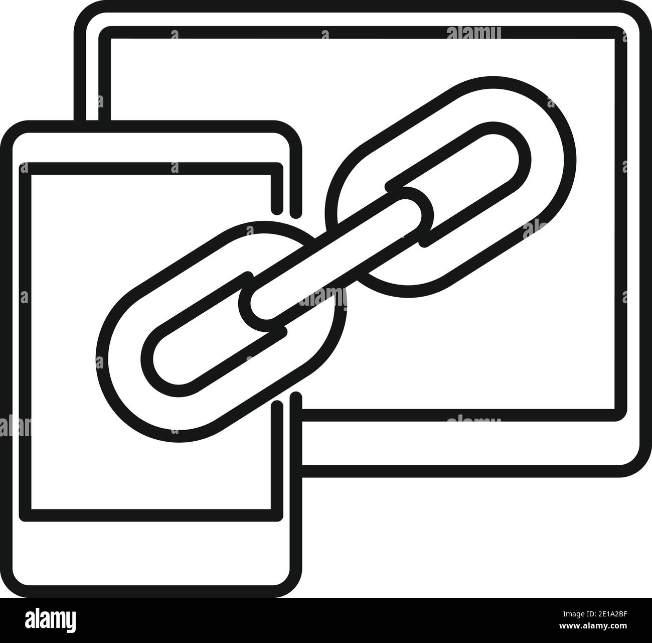 Backlink strategy phone tablet icon, outline style Stock Vector