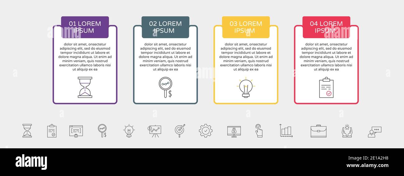 Vector Infographic rectangles with 4 steps. Square template can be used ...