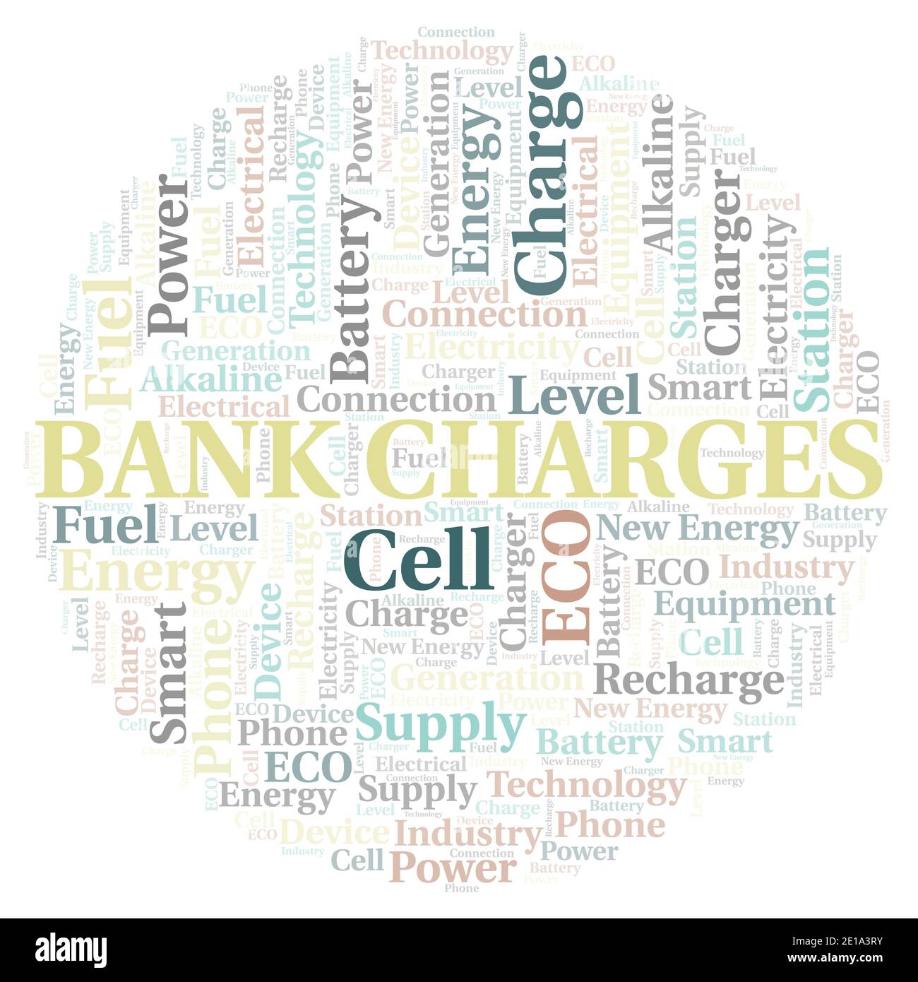 Bank Charges typography word cloud create with text only. Stock Photo