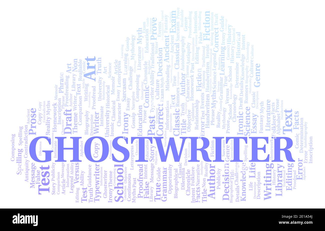 Ghostwriter typography word cloud create with text only Stock Photo