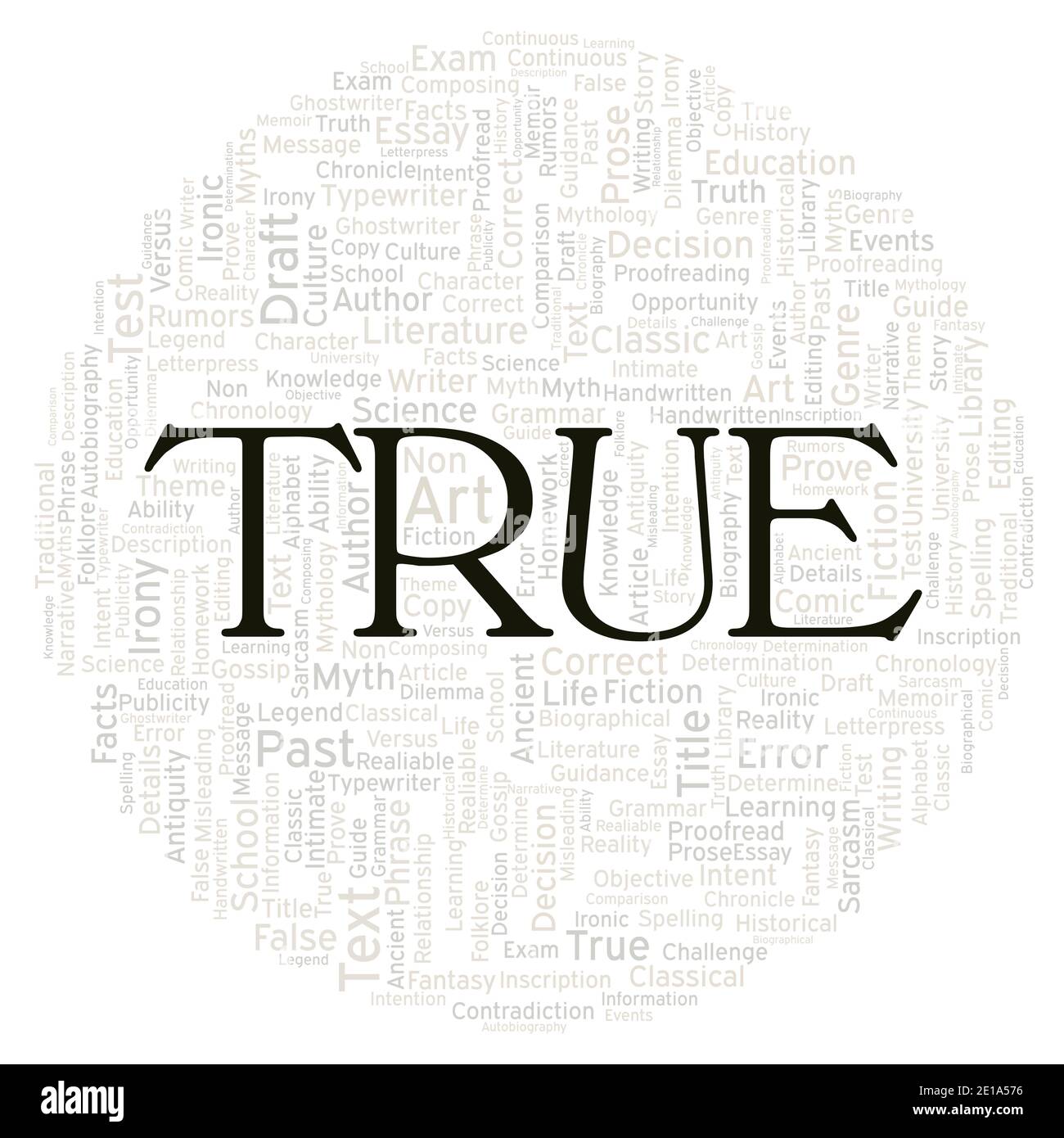 True typography word cloud create with text only Stock Photo - Alamy