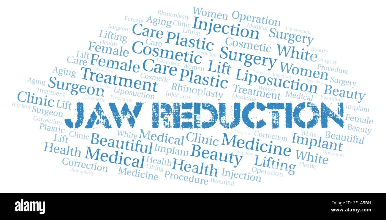 Jaw Reduction typography word cloud create with text only. Type of