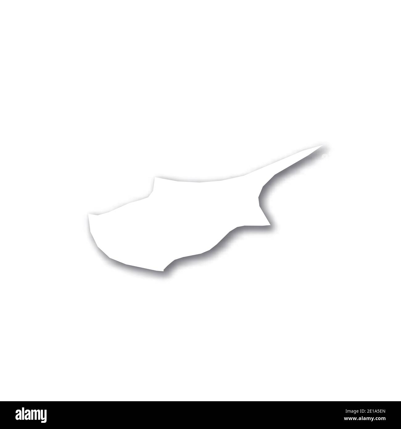 Cyprus - white 3D silhouette map of country area with dropped shadow on ...