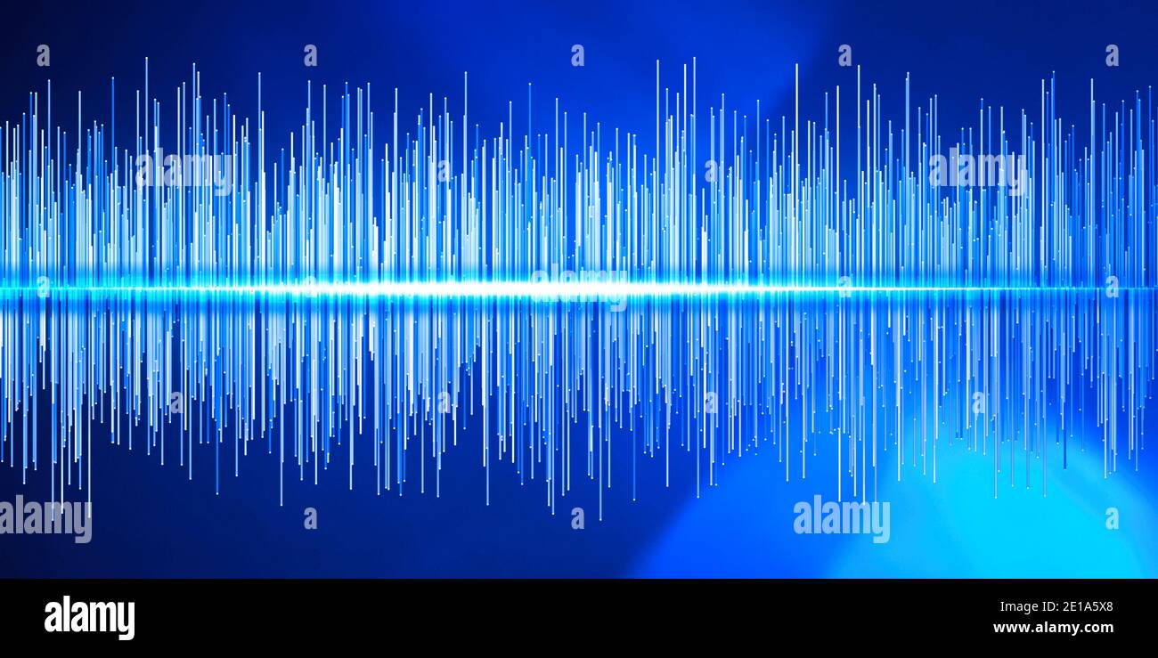 Sound waves, digital equalizer, frequencies. Music and radio, sound of the voice. Hearing and perception of sound waves. Deafness Stock Photo