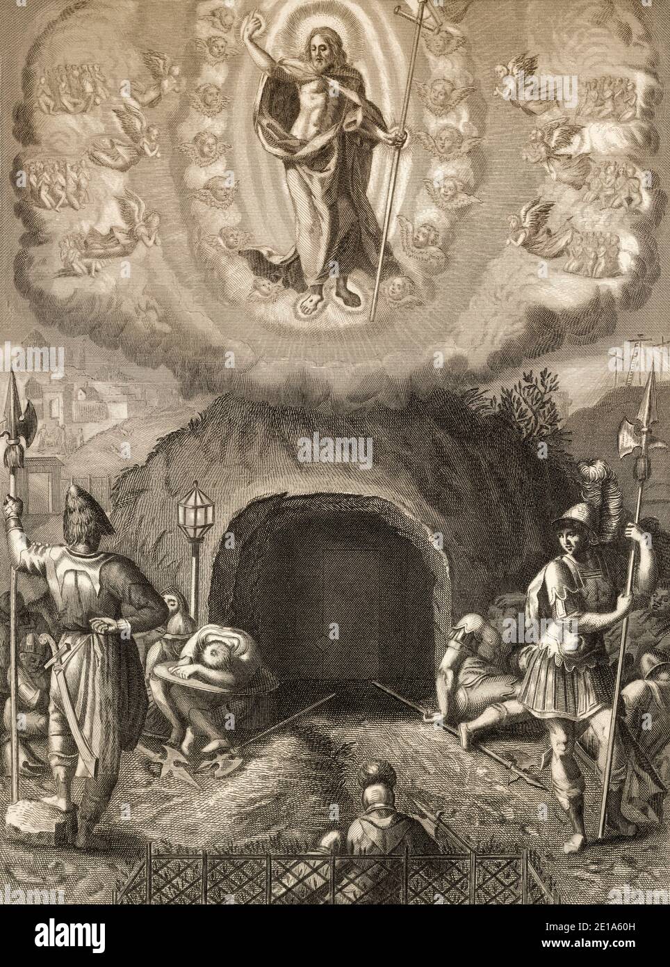 The Resurrection of Jesus, New Testament, steel engraving 1853, digitally restored Stock Photo