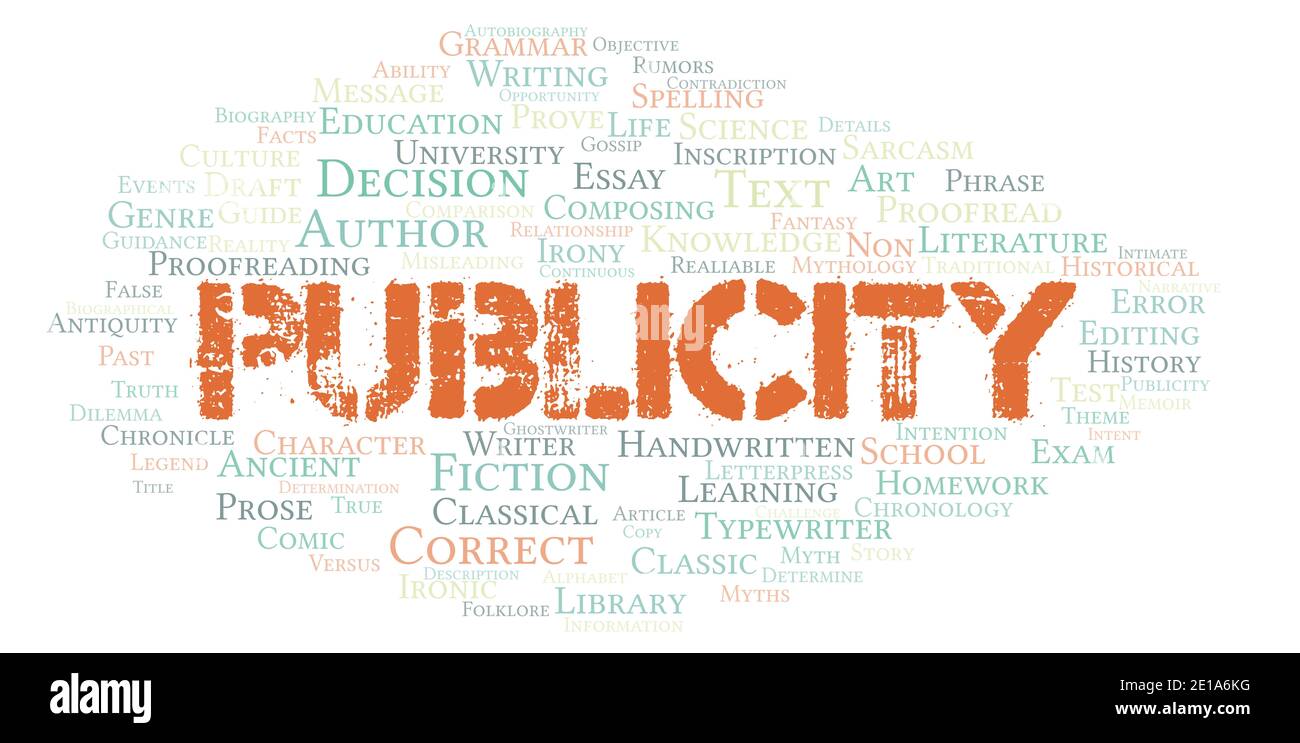 Publicity typography word cloud create with text only Stock Photo