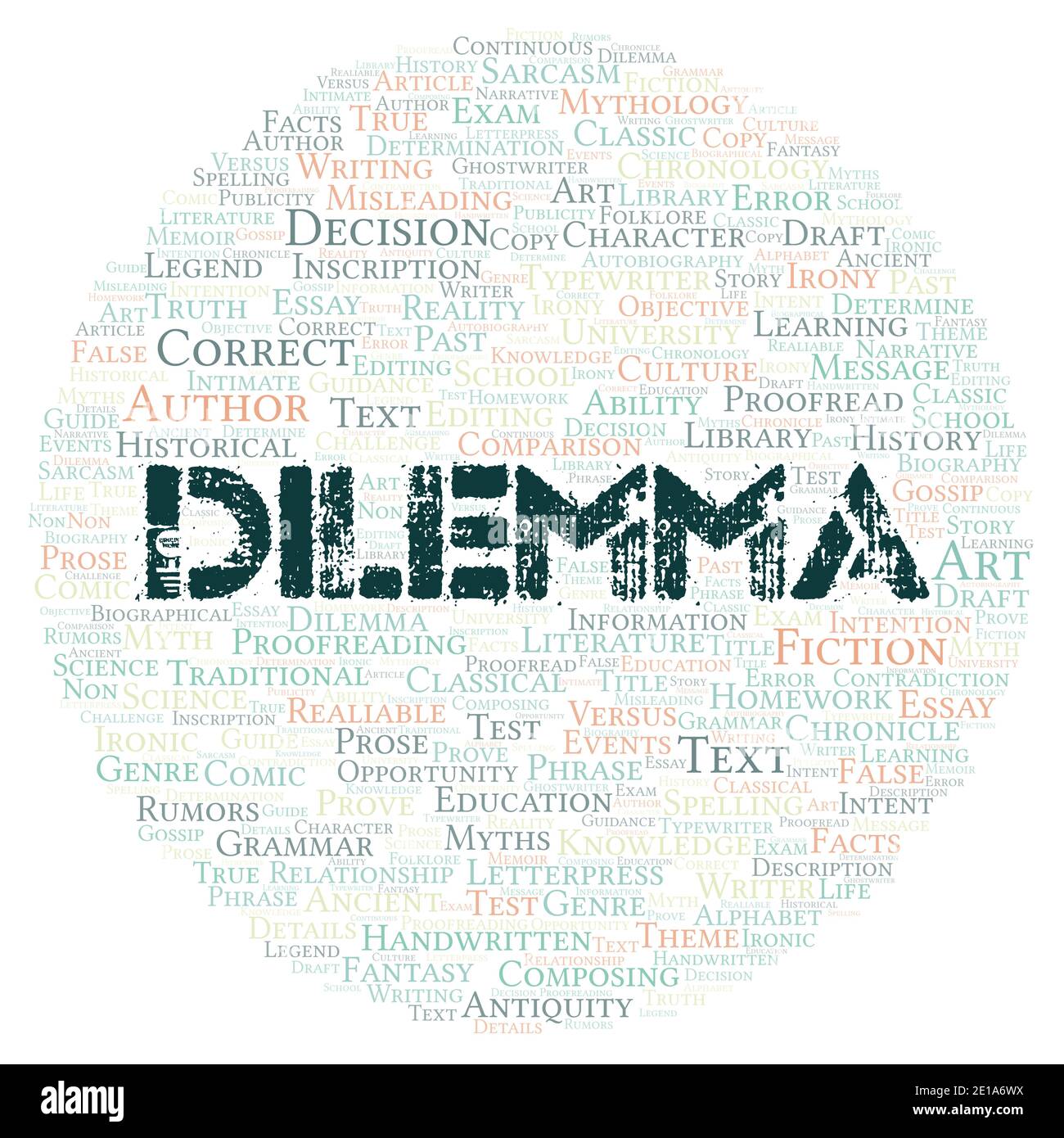 Dilemma typography word cloud create with text only Stock Photo