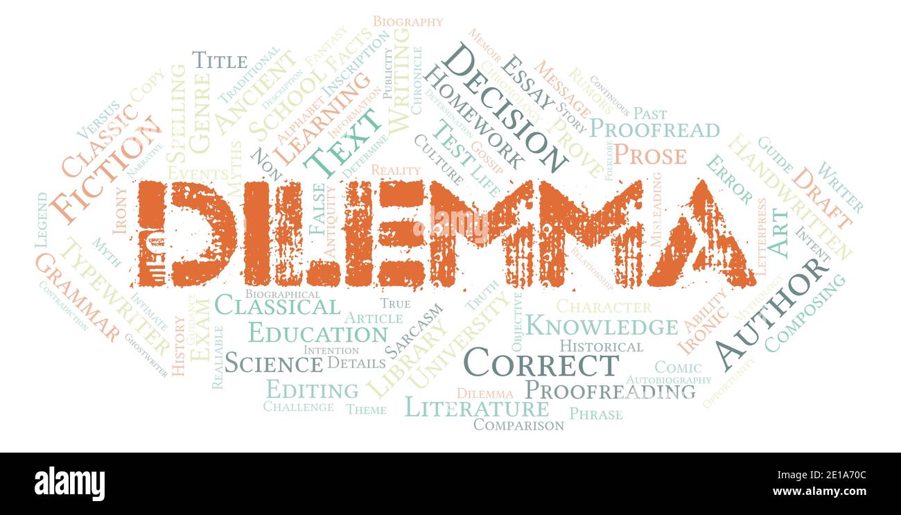 Dilemma typography word cloud create with text only Stock Photo
