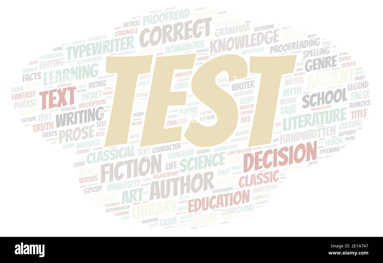 Test typography word cloud create with text only Stock Photo