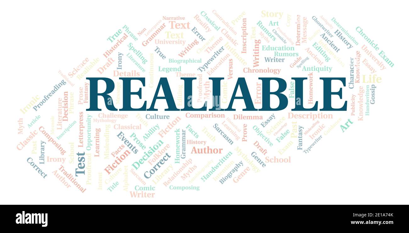 Realiable typography word cloud create with text only Stock Photo