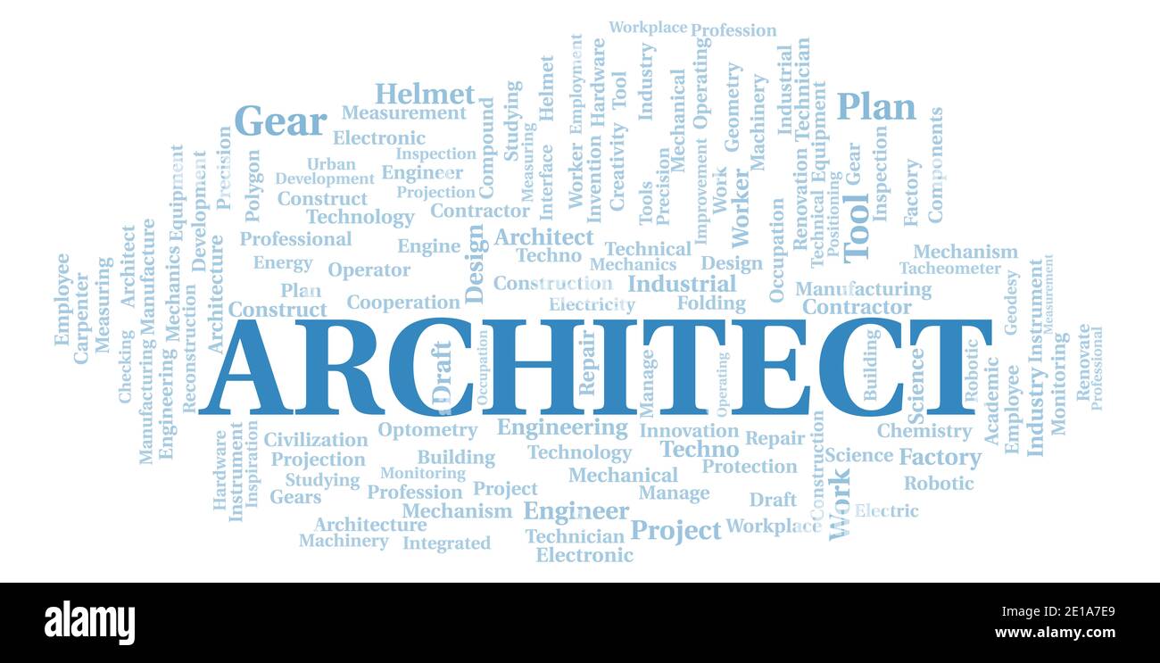Architect typography word cloud create with text only Stock Photo Alamy