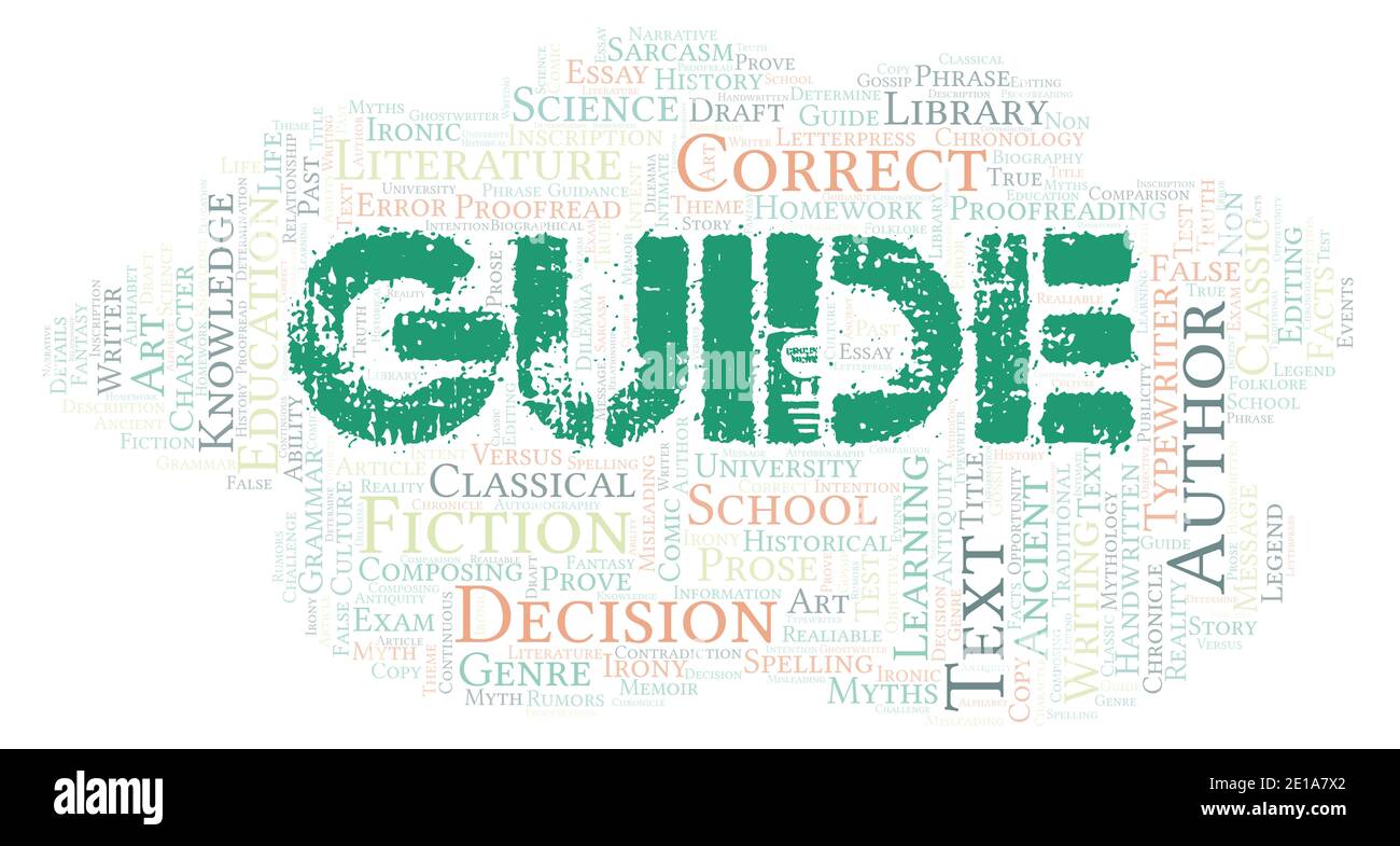 Guide typography word cloud create with text only Stock Photo - Alamy