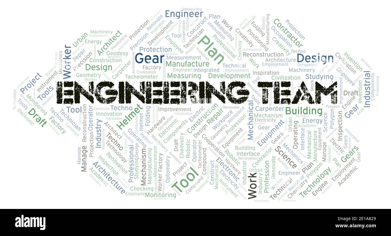 Engineering Team typography word cloud create with text only Stock Photo