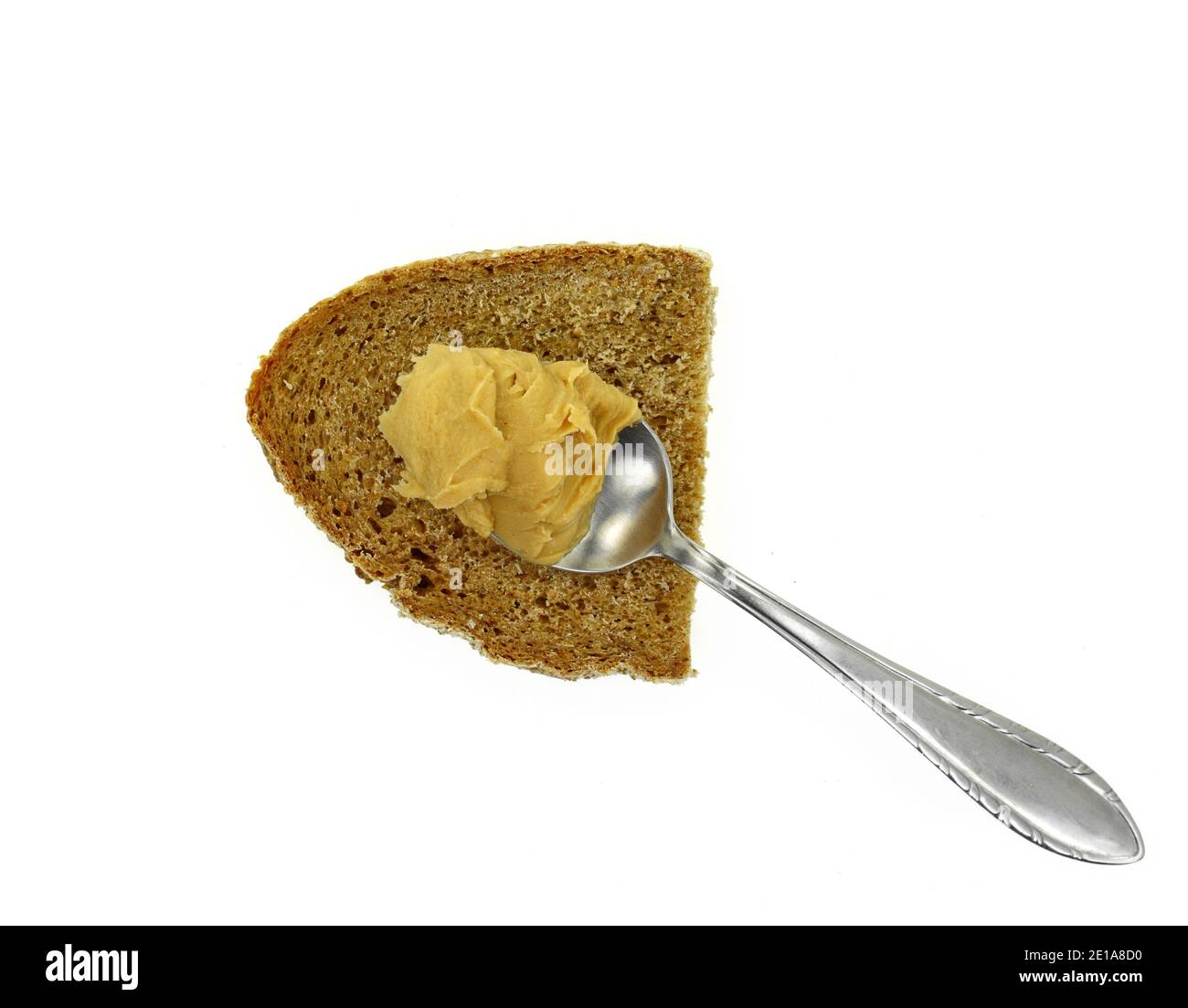 spoon with natural organic peanut butter, on white background, isolated  Stock Photo - Alamy