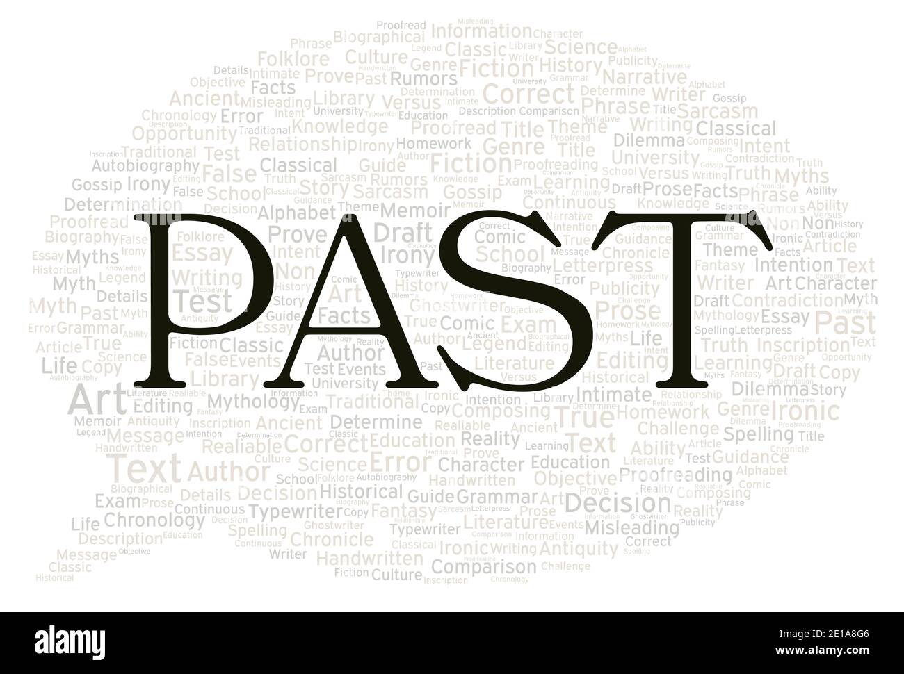 Past typography word cloud create with text only Stock Photo
