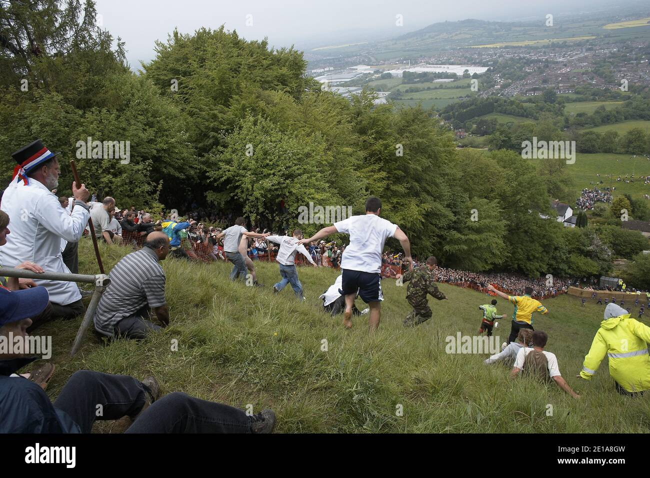 Cheese Rolling Festival at Coopers Hill, Gloucestershire, England