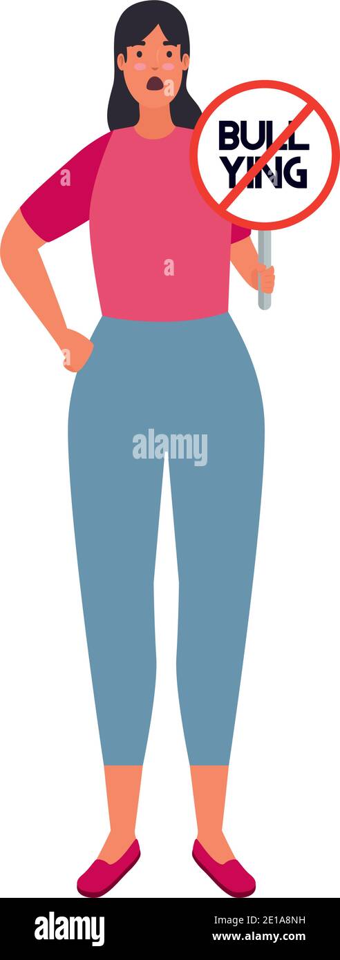 woman with signal stop bullying character Stock Vector