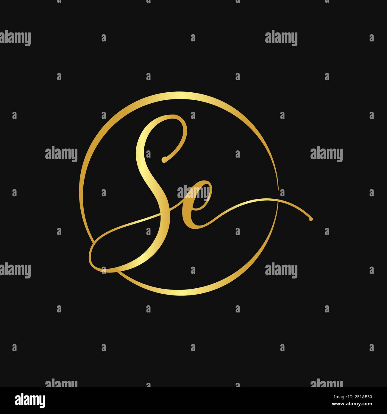 Initial SE letter Logo Design vector Template. Abstract Script Letter SE logo Design Stock Vector