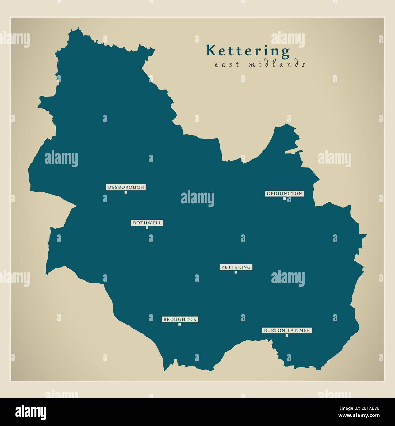 Kettering District Map England UK Stock Vector Image Art Alamy   Kettering District Map England Uk 2E1AB8B 