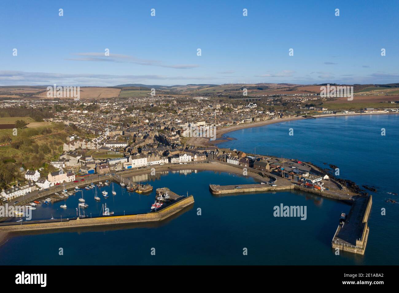 Aerial view of Stonehaven and its harbour, Aberdeenshire,  Scotland. Stock Photo