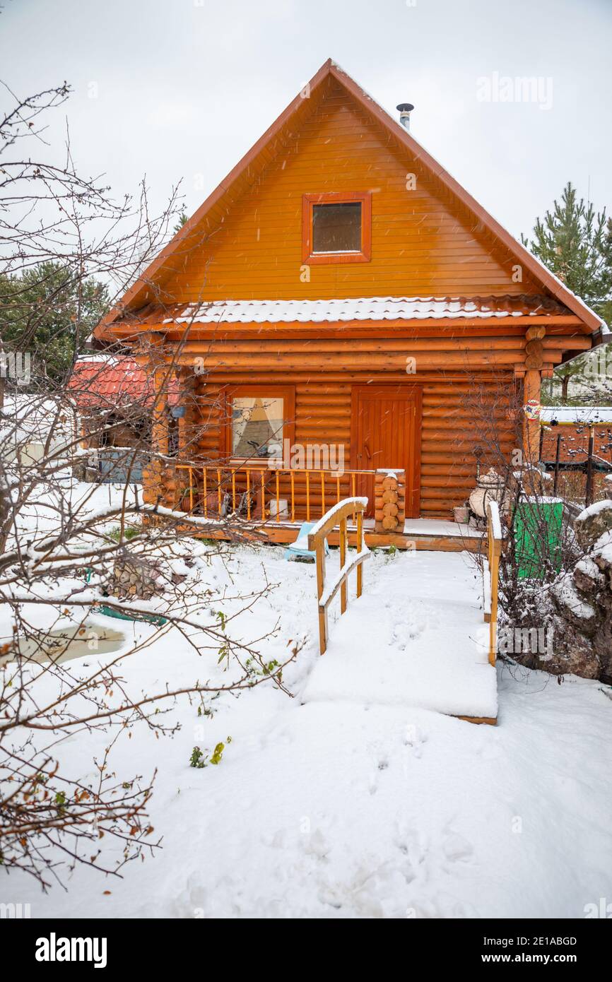 Bathhouse in the inner yard of country house in Siberia, Russia Stock