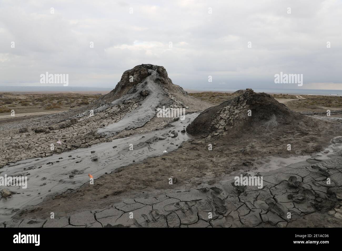 Landscape with mud volcanoes in Azerbaijan Stock Photo