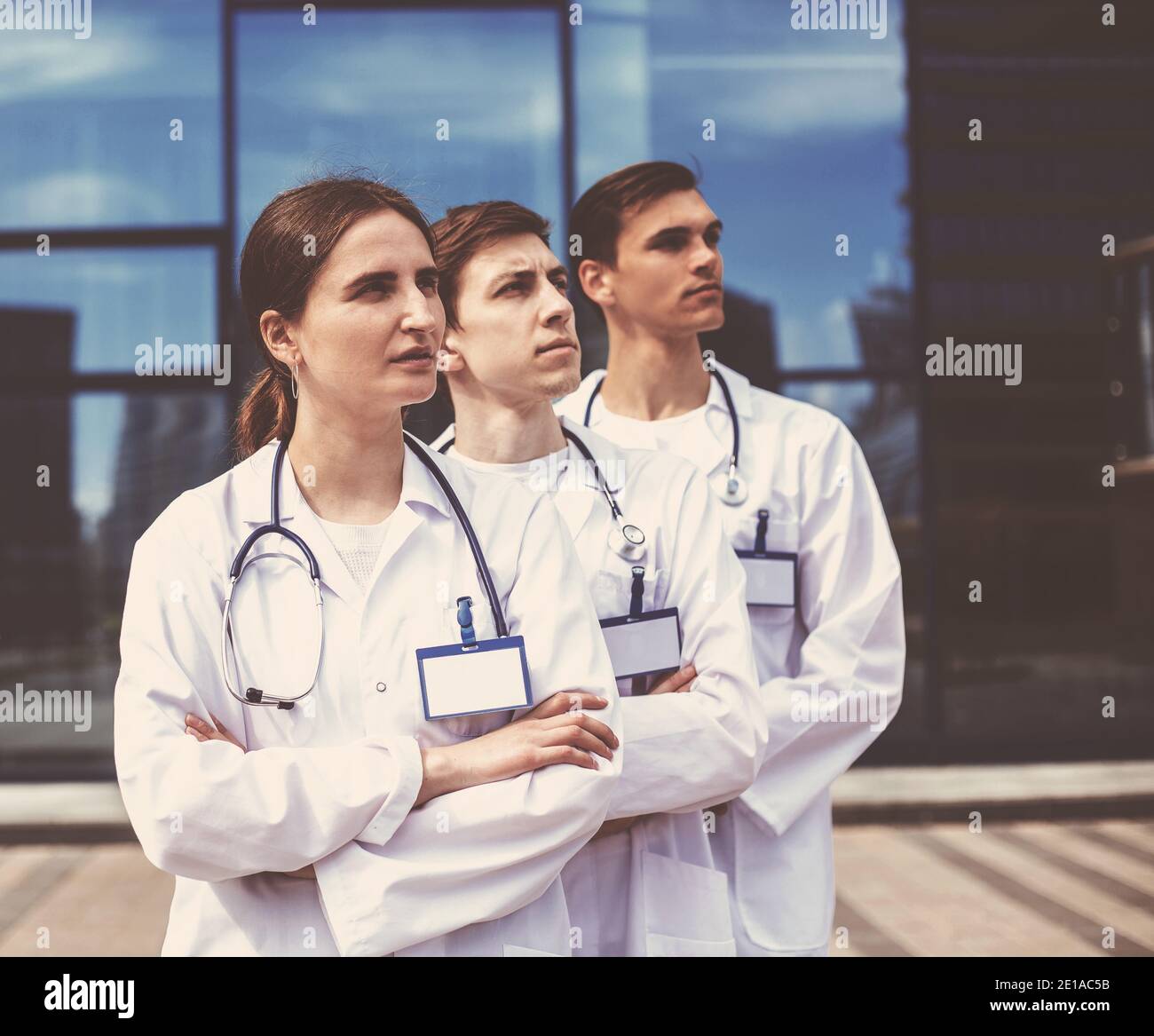 close up. group of confident medical professionals standing in a row. Stock Photo