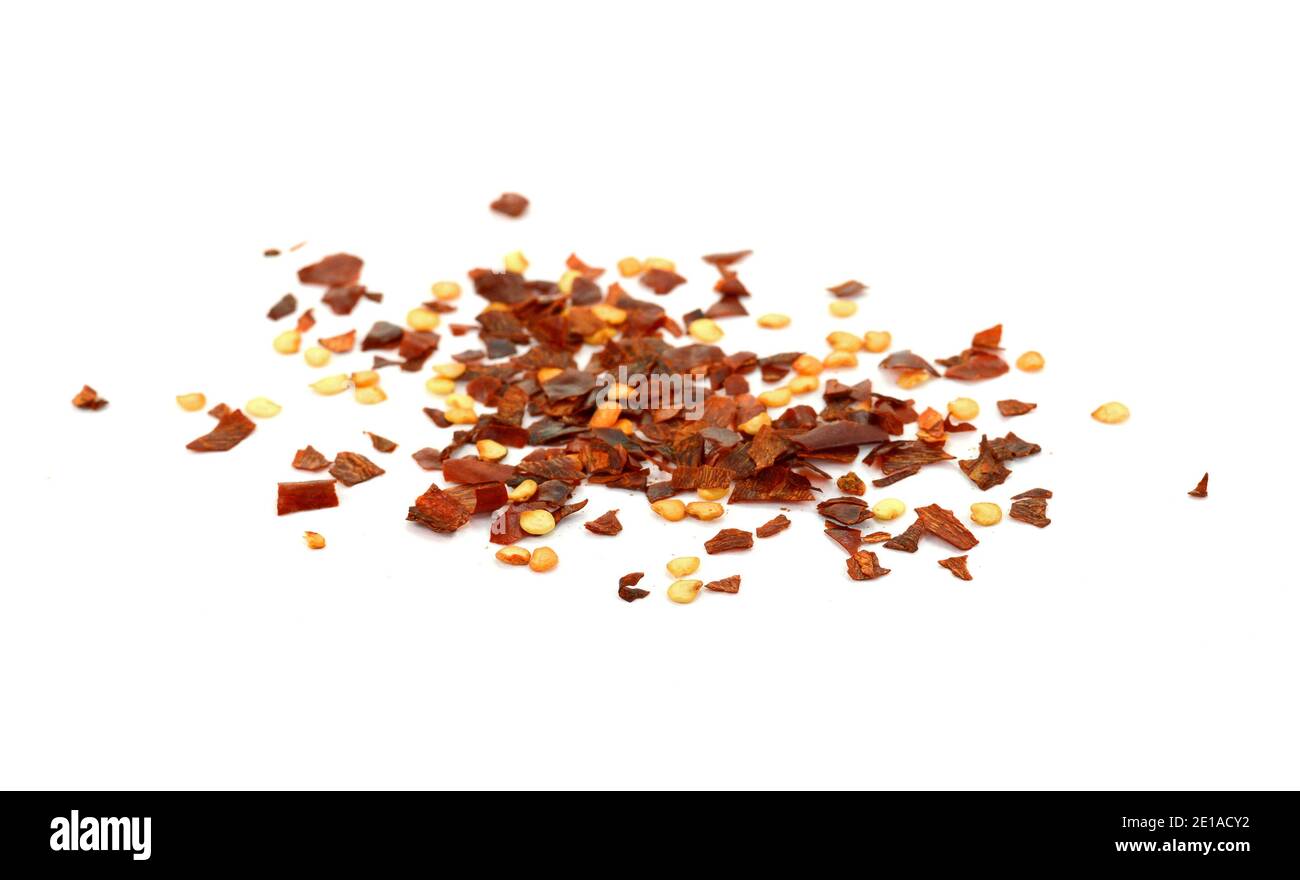 Cayenne pepper. Pile crushed red cayenne pepper, dried chili flakes and