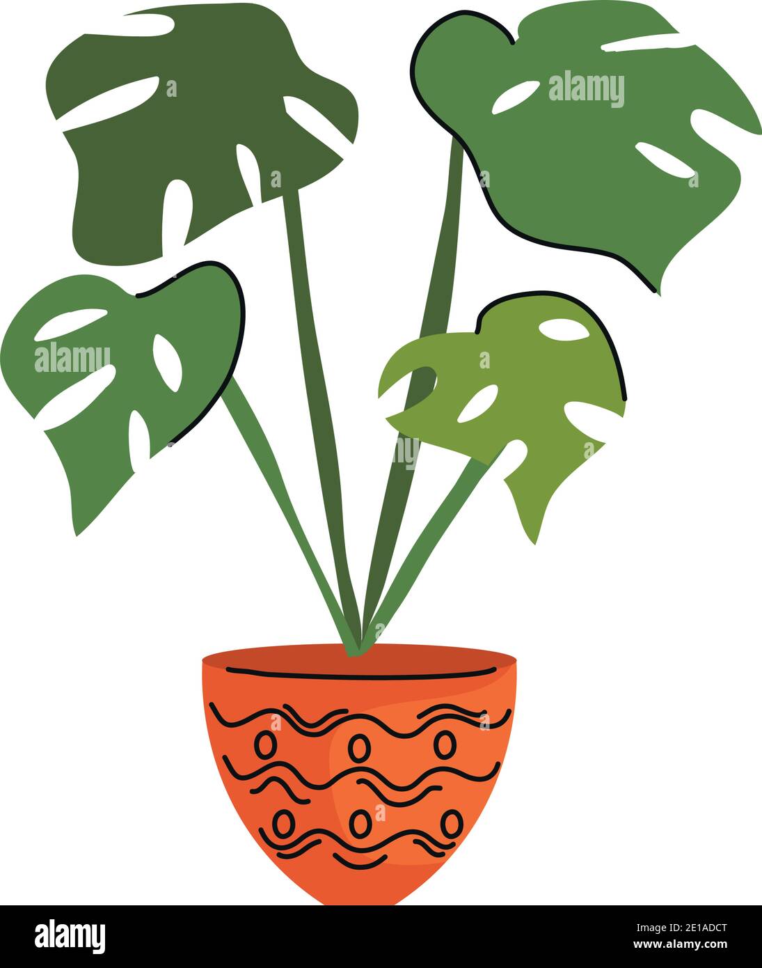 house plant in ceramic pot orange color icon Stock Vector Image & Art ...
